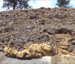 Pillowed base to Grande Ronde Basalt flows near Ukiah