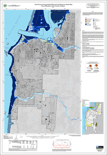 preview image: O-10-05, One-Percent Annual Flood Hazard and Exposure Risk Map, City of Bandon, Coos County, Oregon