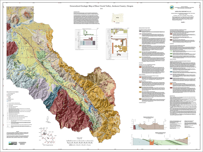thematic map for DOGAMI Open-File Report O-11-11, Geologic database and generalized geologic map of Bear Creek Valley, Jackson County, Oregon